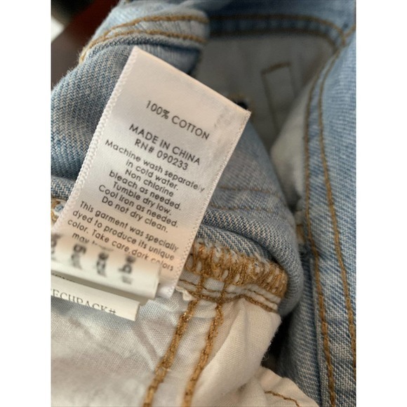 Pacsun Mom Jeans Two Tone Raw‎ Hem High Rise White Blue Sz 25 Straight Leg - Picture 5 of 8